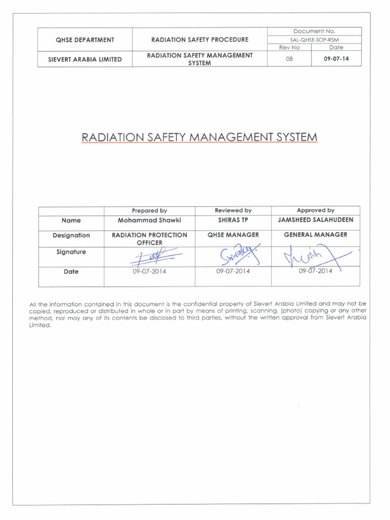 Radiation Safety Procedure Guide | PDF | Absorbed Dose | Radiation ...