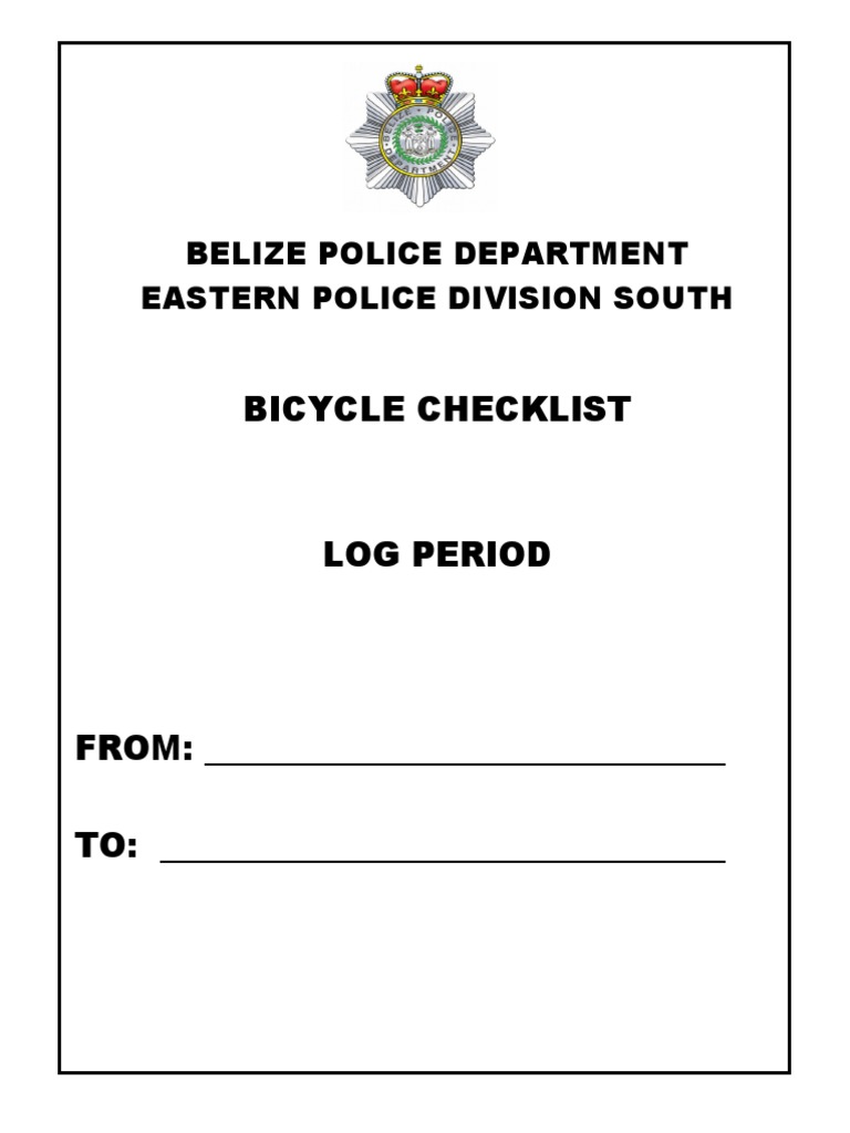 Bicycle Checklist: Belize Police Department Eastern Police Division ...