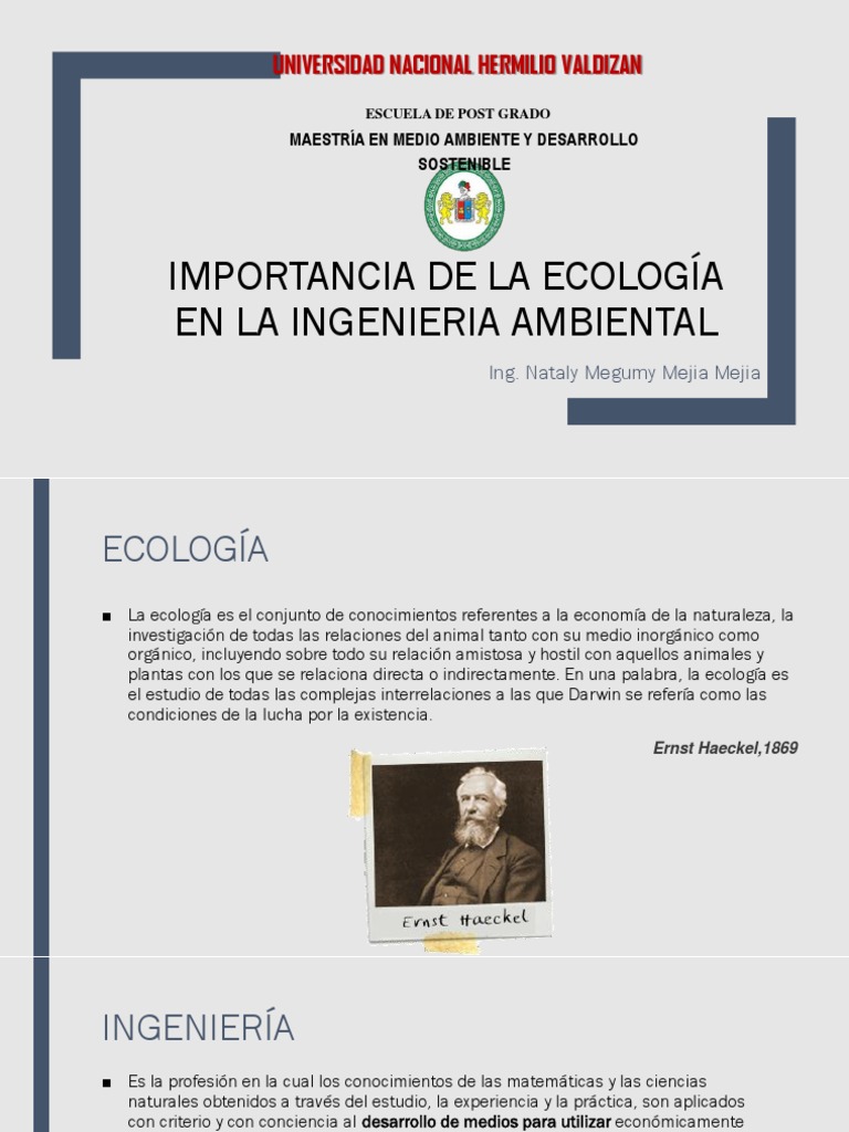 Importancia de La Ecología en La Ingenieria Ambiental PDF Ingeniería Ambiental Ecología