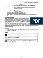 The Effect of Temperature On Reaction Rate - Student Sheet