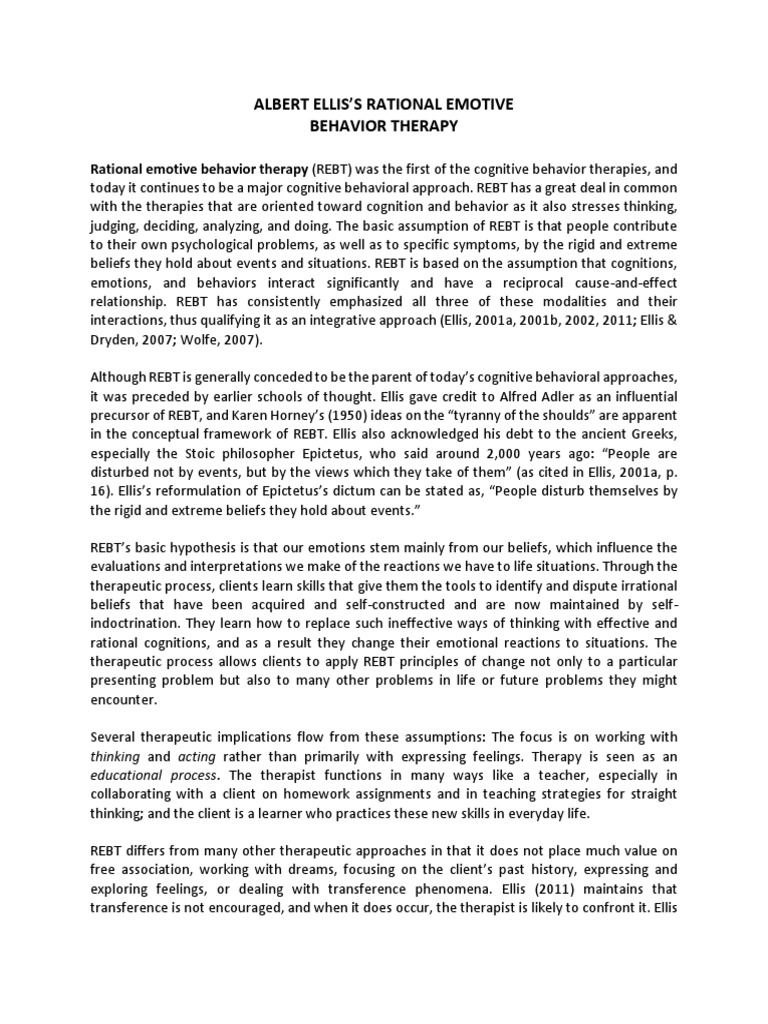 Albert Ellis'S Rational Emotive Behavior Therapy | PDF | Rational ...