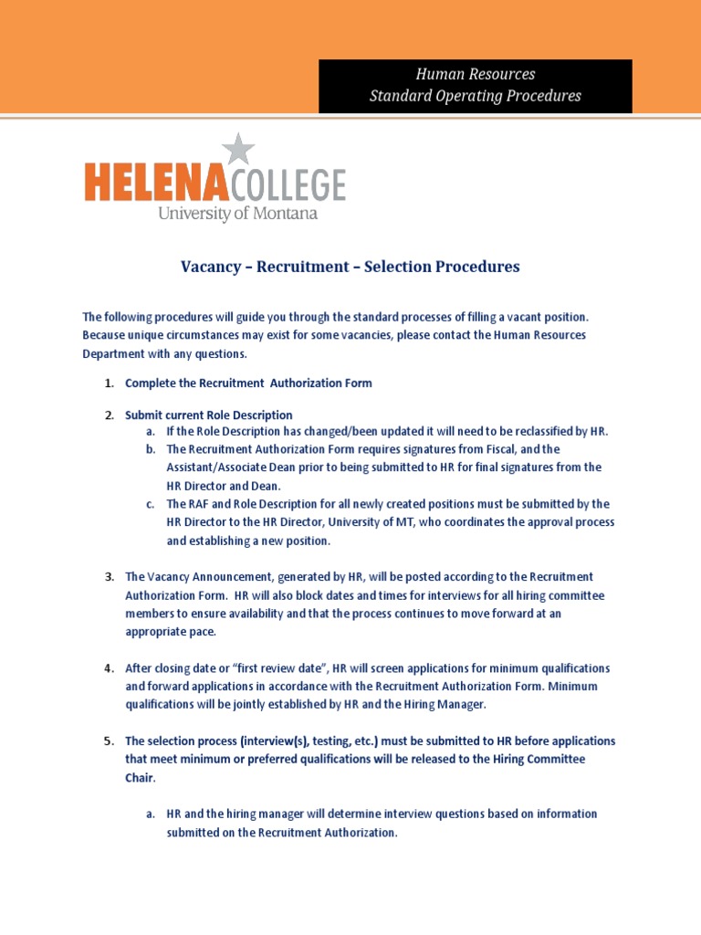 SOP Vacancy Recruitment Hiring | PDF | Recruitment | Human 