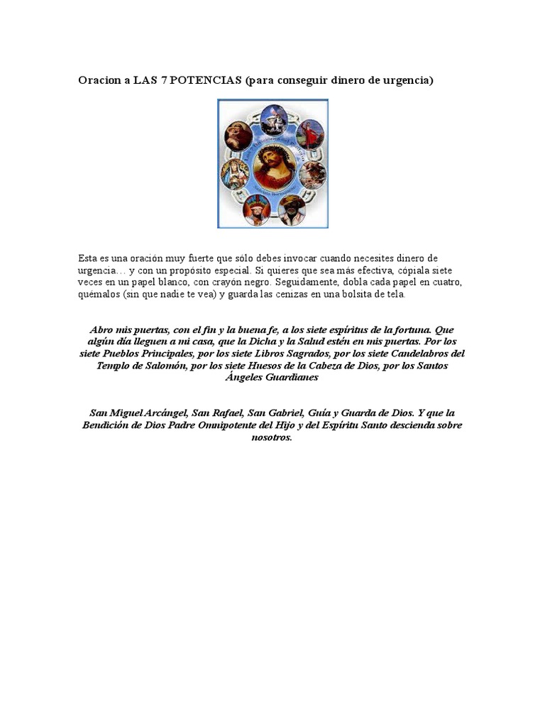 Oración a las 7 Potencias para Dinero | PDF