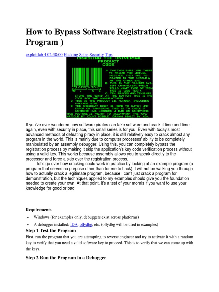 Bypassing Software Registration Keys | PDF | Computer Program | Programming