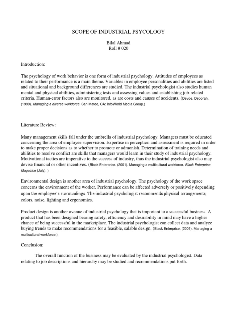 Definition Nature And Scope Of Industrial Psychology