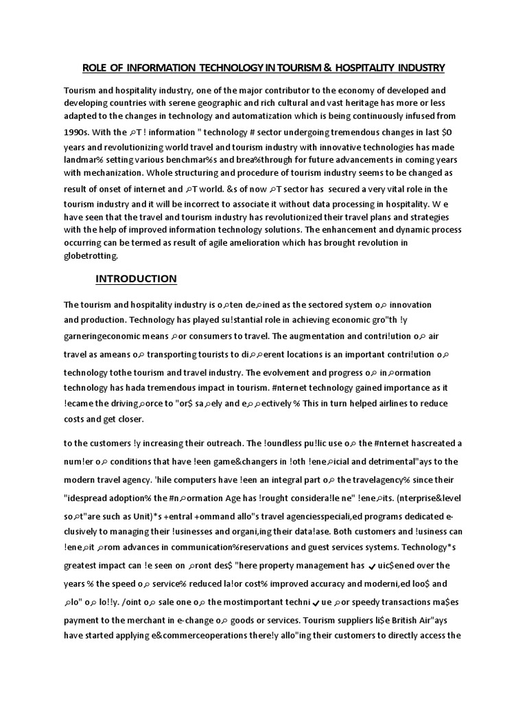 Role Of Information Technology In Tourism Travel Agency Tourism