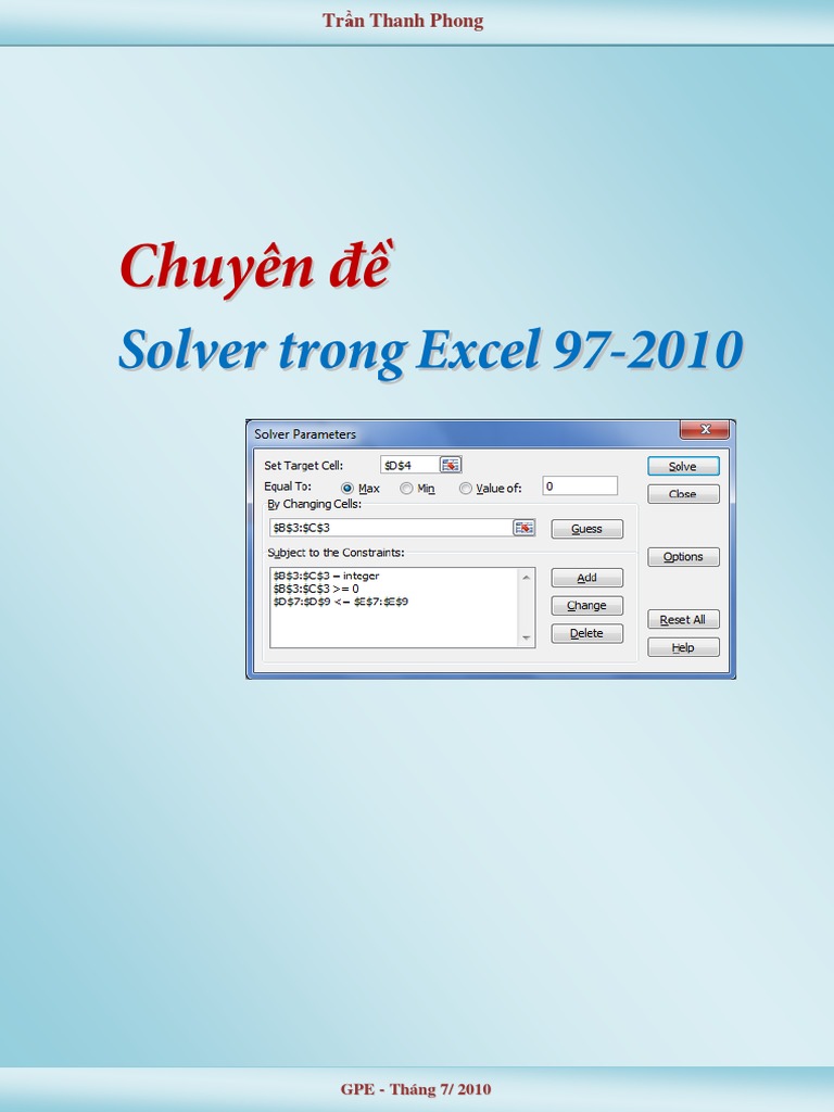Chuyen de Solver | PDF