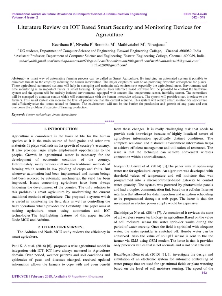 Smart Security in Agriculture via IoT | PDF | Internet Of Things ...
