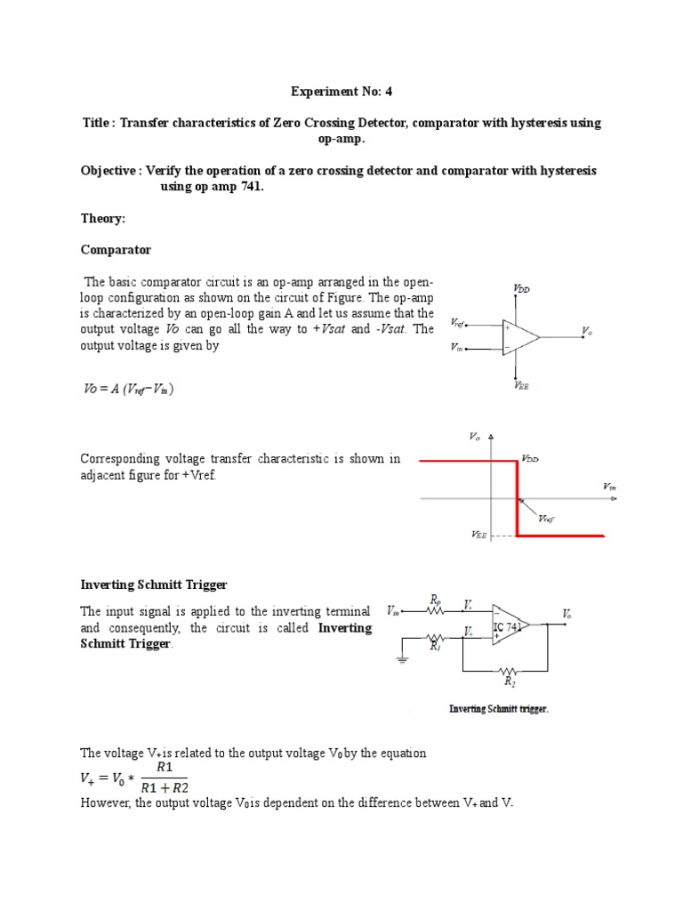 Exp 4_ZCD, Comparator with hysteresis (Schmitt Trigger).doc