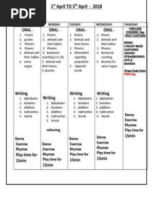 weekly lesson plan 