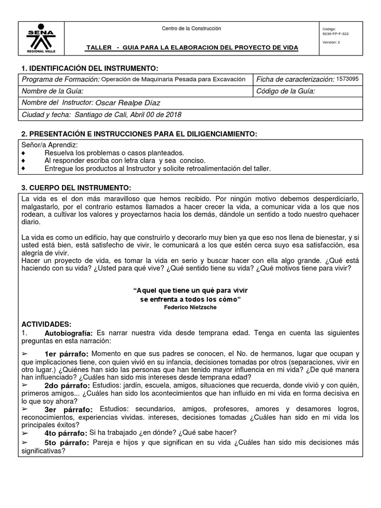 Taller Proyecto de Vida | PDF | Toma de decisiones | Vida