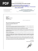 Exemple de Lettre de Recommandation (D'un Maitre de Stage)