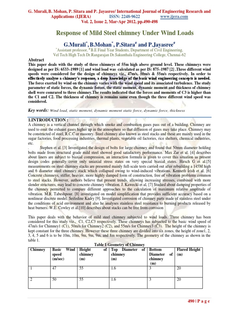 Mild Steel Chimney Wind Load Analysis | PDF | Chimney | Wound