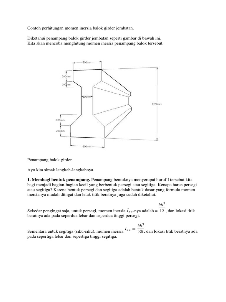 Contoh Perhitungan Momen Inersia Balok Girder Jembatan | PDF