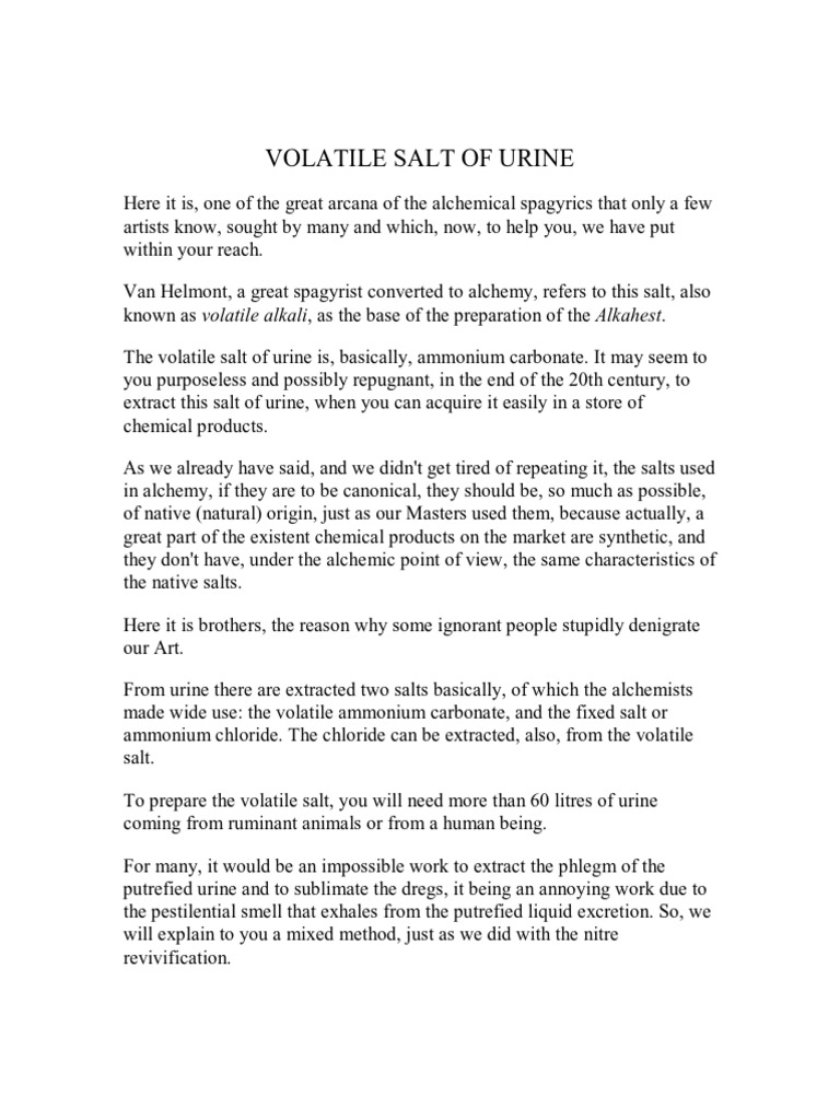 Volatile Salts in Urine Analysis | PDF