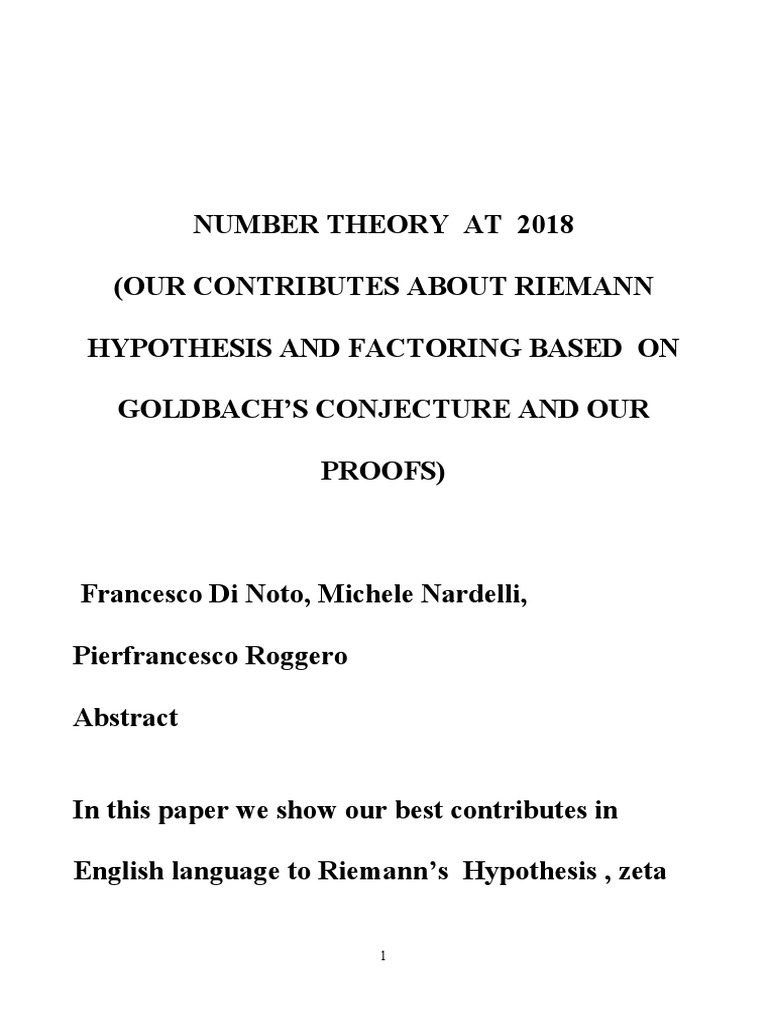 Number Theory At 2018 Physics Mathematics Mathematics - 