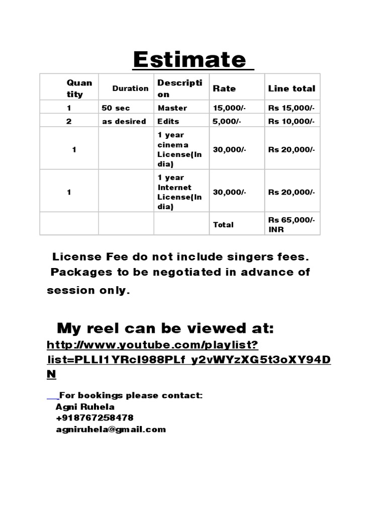 Estimate My Reel Can Be Viewed at PDF