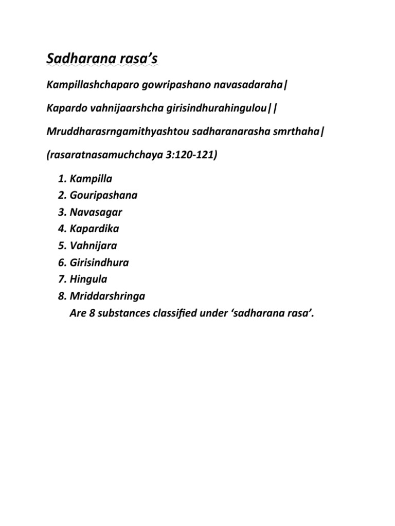 Sadharana Rasa | PDF | Water | Chemistry