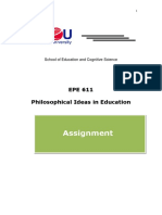Assignment: EPE 611 Philosophical Ideas in Education