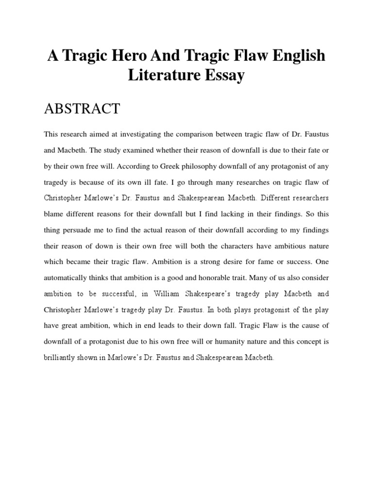 Tragic Flaw Essays: Examples, Topics, Titles, & Outlines