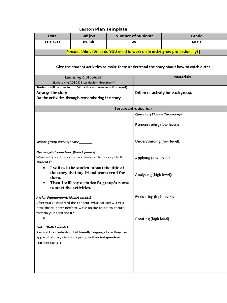 lesson plan | Lesson Plan | Cognitive Science