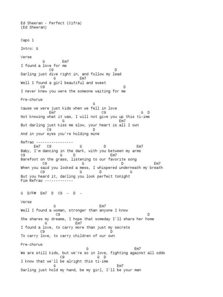 Cifra Ed-Sheeran Perfect, PDF, Vocal Music