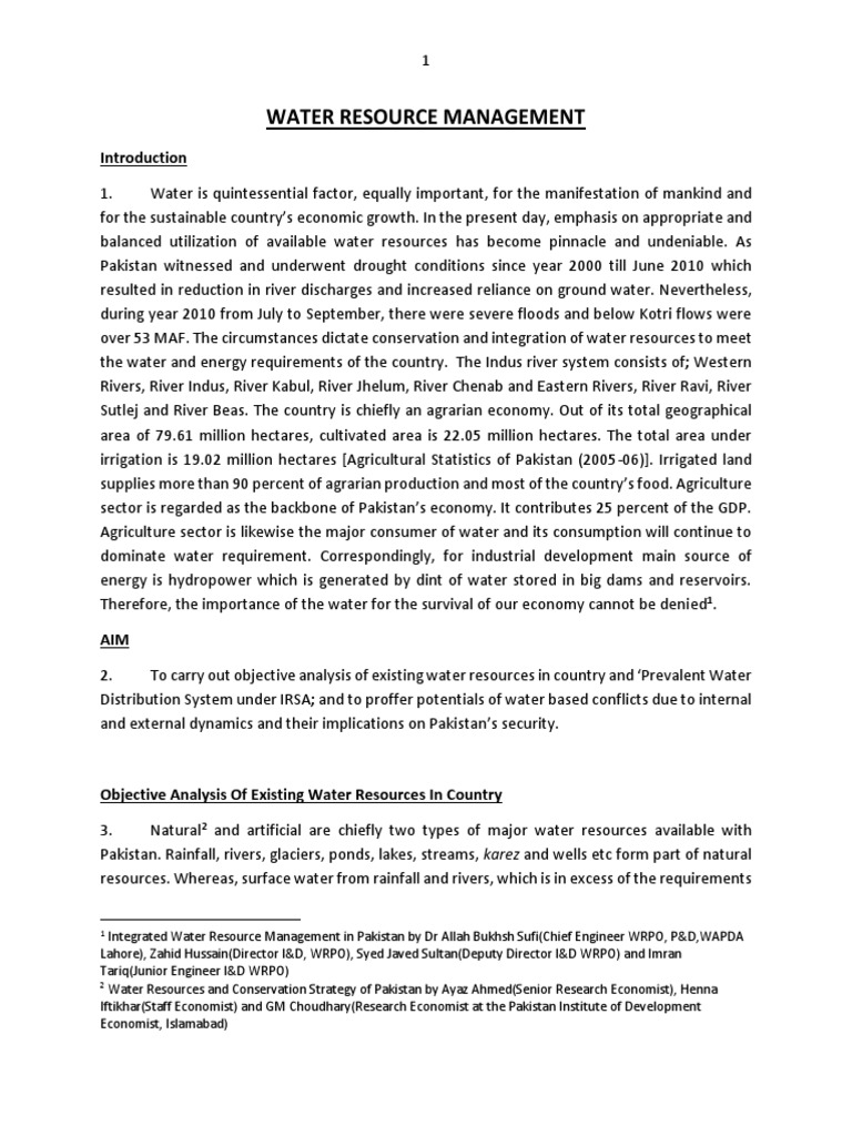 Water Resource Management in Pakistan | PDF | Indus River | Water Resources