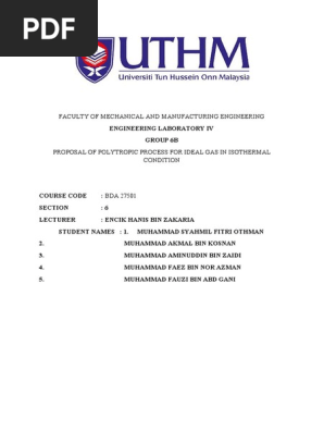 Experimental Theory Polytropic Process Docx Pressure Thermometer