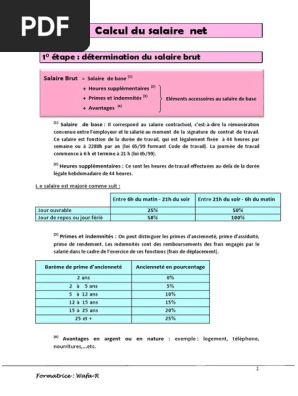 Cours Et Exercice Corrigé De Calcul Salaire Net Et De Lir - 