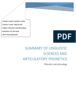 Summary of Linguistic Sciences and Articulatory Phonetics