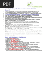 Instructions For Filling The Tax Calculator For Financial Year 2017-18