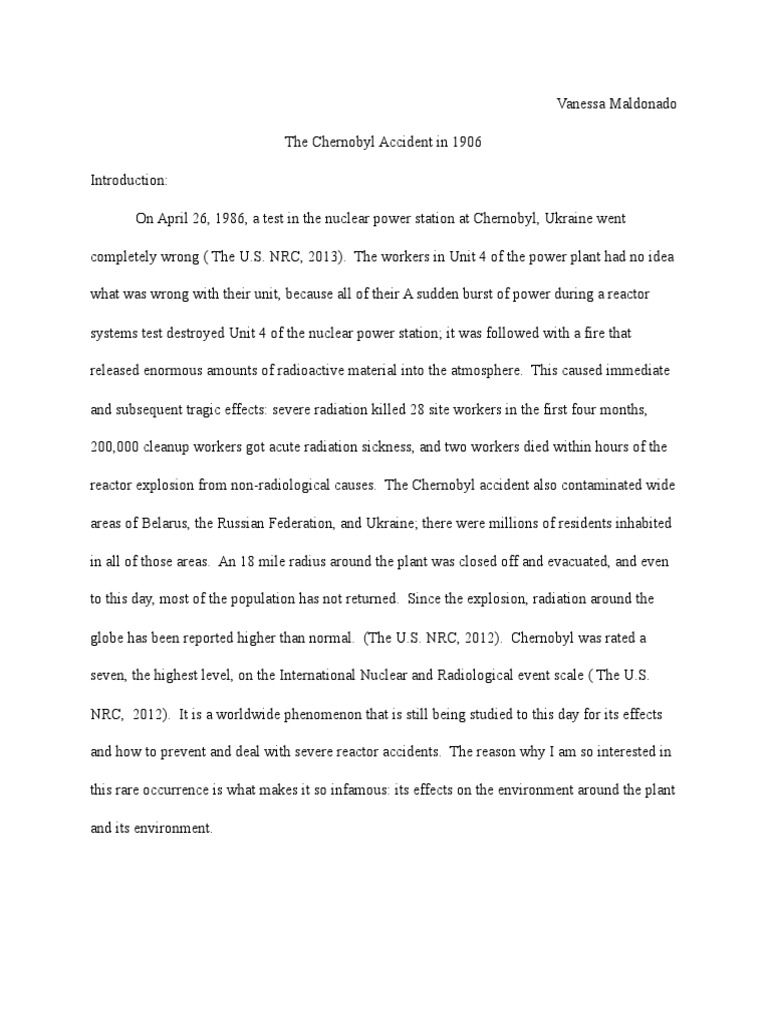 Chernobyl persuasive essay image