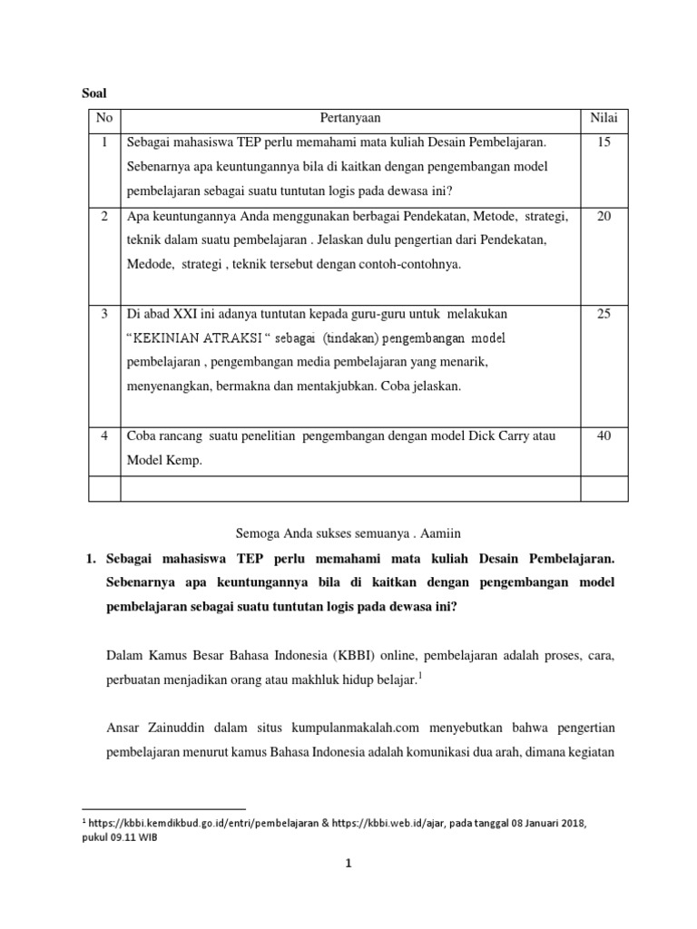 Essay Desain Pembelajaran
