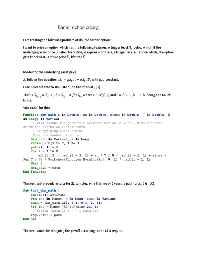 Double Barrier Options Pricing | PDF | Option (Finance) | Analysis