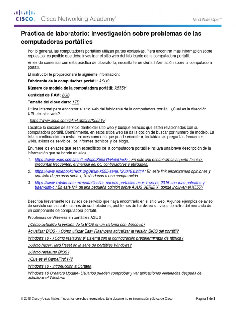 9.6.2.2 Lab - Research Laptop Problems | PDF | Windows 10 | Microsoft ...