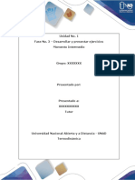 Termodinámica. UNIDAD 1. Fase No. 2 - Desarrollar y Presentar Ejercicios