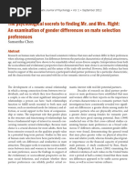 The Psychological Secrets To Finding Mr. and Mrs. Right: An Examination of Gender Differences On Mate Selection Preferences