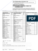 Newcastle Uni Robe Hire Form