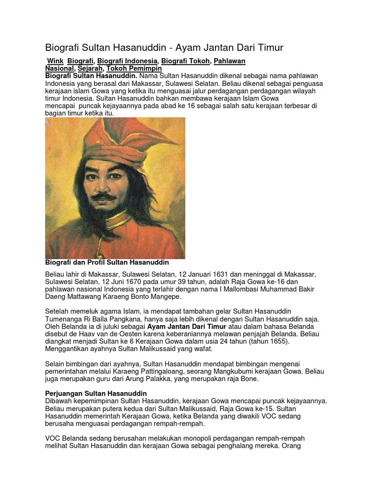 Biografi Sultan Hasanuddin