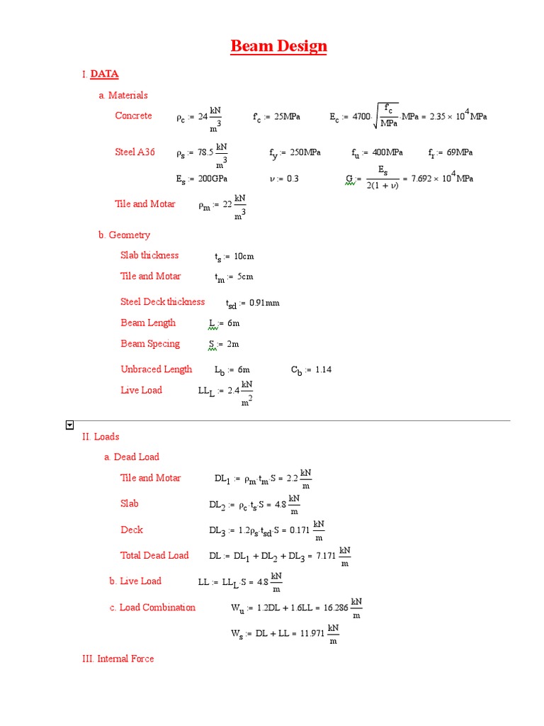 Mathcad - Beam Design