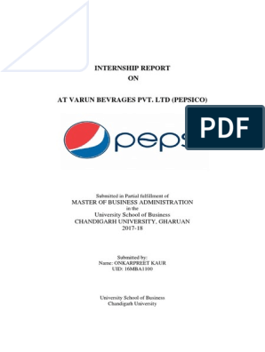 Varun Beverages Project Report Pepsi Co Performance Appraisal