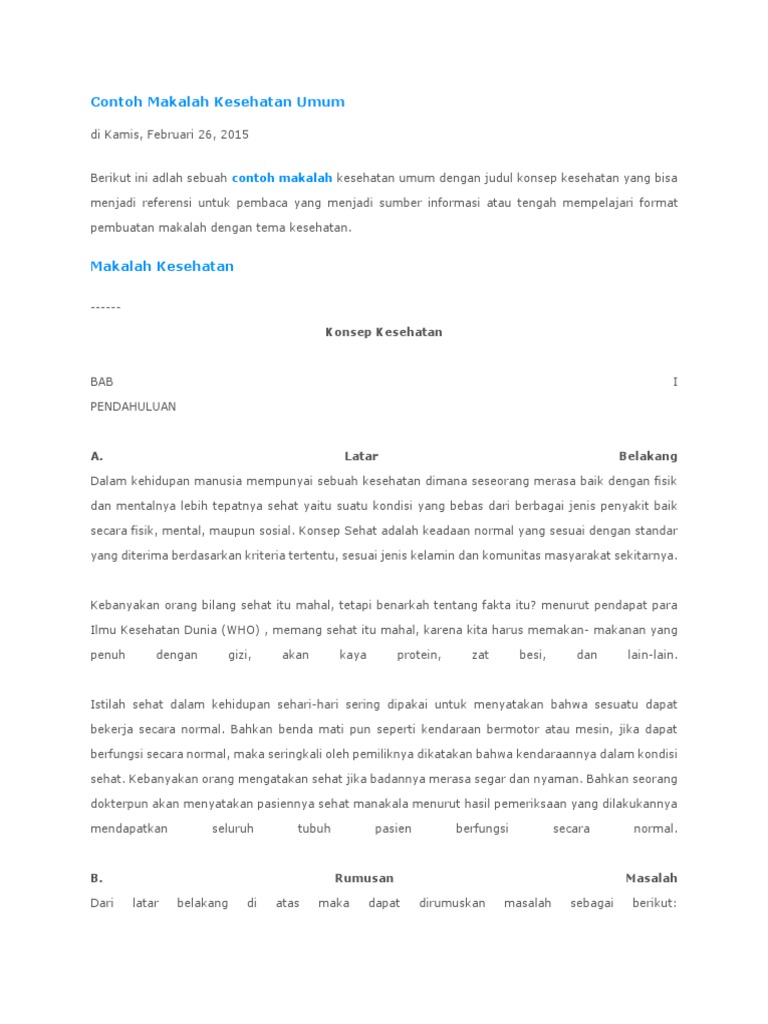 Contoh Makalah Kesehatan Umum