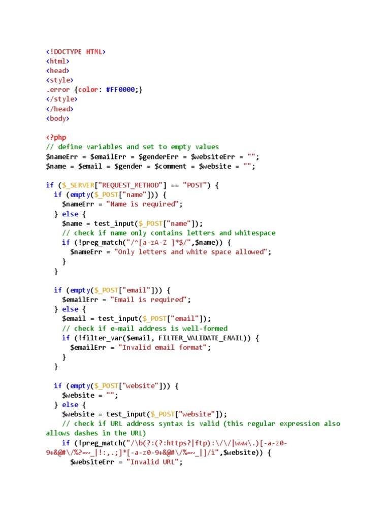 Define Variables and Set To Empty Values: $ - Server $ - POST | PDF ...
