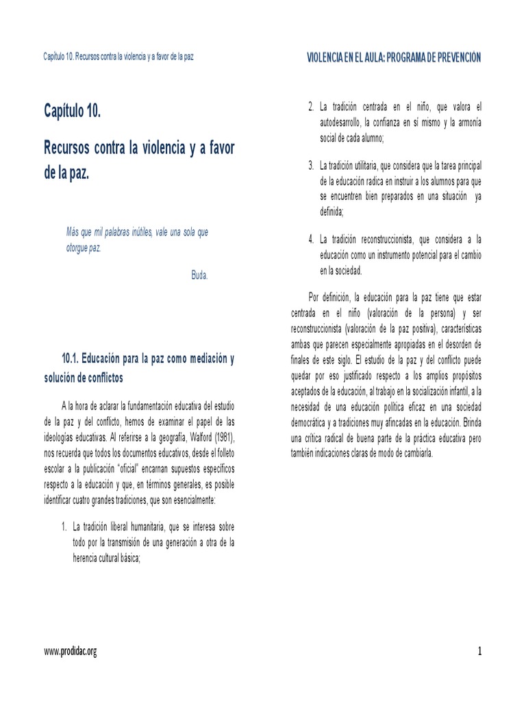Educación para la Paz y Resolución de Conflictos | PDF | Conflicto ...