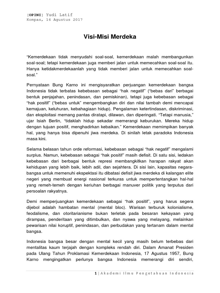 Yudi Latif VisiMisi Merdeka PDF