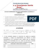 Acta de Compromiso Por Bajo Rendimiento Académico y Conducta