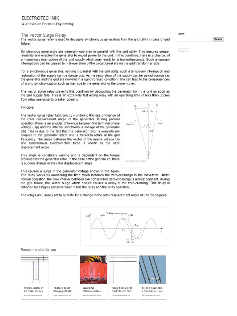 The Vector Surge Relay PDF Relay Electrical Grid