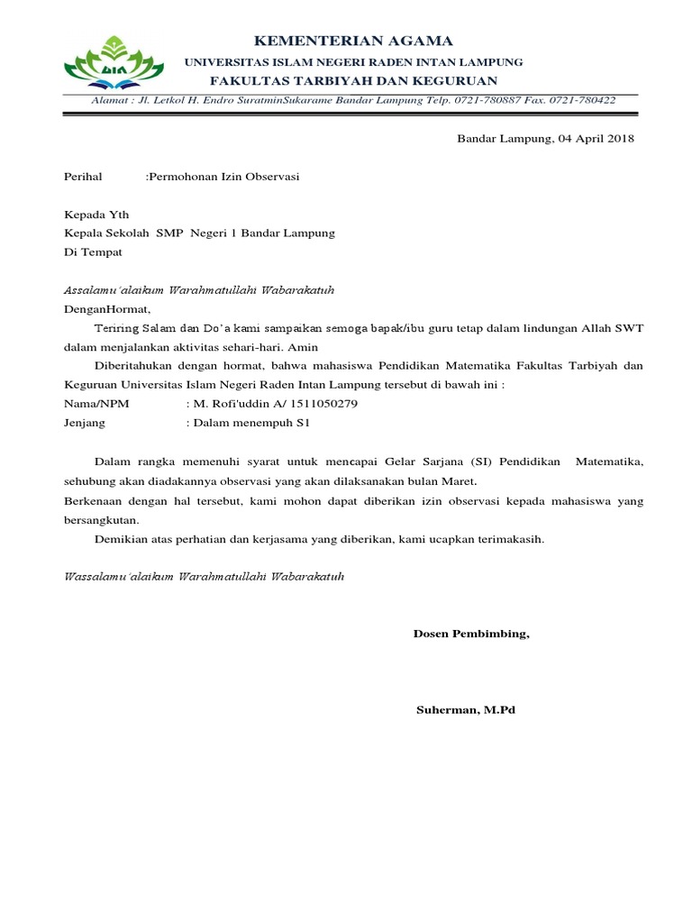 Surat Ijin Observasi