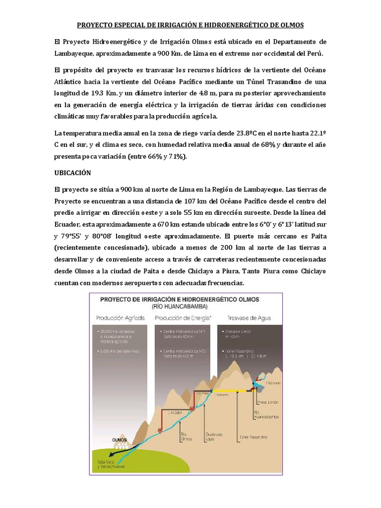 Proyecto Especial de Irrigación e Hidroenergético de Olmos PDF