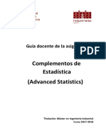 Complementos de Estadística (Advanced Statistics) : Guía Docente de La Asignatura